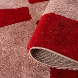 Alfombra Rectangular para Pasillo Joli a Cuadros Roja y Rosa, Fabricada a Máquina, de Poliéster, para Entrada - Product Image 4