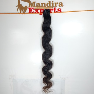 Extensiones de cabello humano indio templo sin procesar 100% Bodywave de color natural alineado con cutícula virgen cruda - Product Image 2