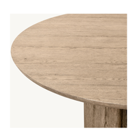 Table à manger en teck massif avec piétement sur pieds, design moderne et durable, pour appartement, hôtel, restaurant, villa, intérieur/extérieur, garantie 10 ans