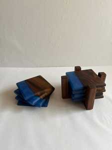 Premium Handmade Resin and Wood <b>Coaster</b> <b>Set</b> Artistic Blend of Natural Wood and Epoxy for Elegant Tabletop Decoration - Product Image 5