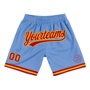 Industrie Direct Engro Sportswear Basketball Shorts Custom Light Blue Red-Gold Authentic Throwback Basketball Shorts - Product Image 1