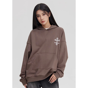 Sudadera con capucha de moda para mujer, estampado de hojaldre personalizable con logotipo en la parte delantera y trasera, técnica de lavado ácido antiretráctil para otoño - Product Image 5