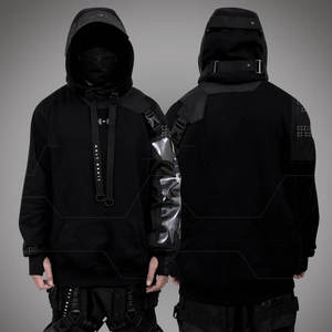 Streetwear Techwear Sweat à capuche Cyberpunk Tactical Homme Noir Urban Hip Hop Japanese Hoodie - Product Image 1