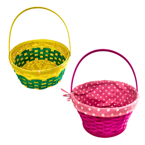 Round High-Quality Woven Kids' Easter <b>Basket</b> with Handle BAMBOO <b>BASKETS</b> From Vietnam <b>Basket</b> for <b>Egg</b> Hunts & Candy - Product Image 1