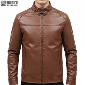 Oem Outdoor Fashion Factory Chaqueta de cuero de invierno de alta calidad para hombre 2025 Stand Collar Nuevo diseño con bombardero de calidez interior - Product Image 1