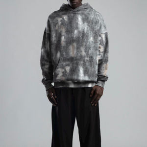 เสื้อฮู้ดดี้ผ้าฝ้ายย้อมสีแบบวินเทจ ดีไซน์สั่งทำพิเศษสำหรับผู้ชาย ปี 2026 แขนสองชั้น ทรงโอเวอร์ไซส์ ปักลายเทคนิคพิเศษ ลายเรียบ - Product Image 2
