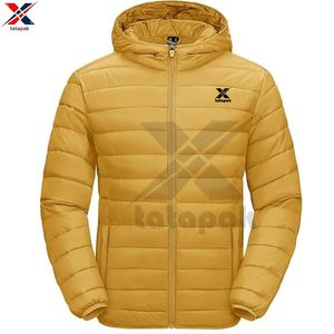 Chaqueta acolchada impermeable ligera para hombre de moda, cuello levantado, cierre de cremallera, ropa de abrigo de invierno transpirable de poliéster/nailon - Product Image 4