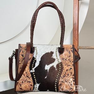 Custom Logo Women's Tote <b>Bag</b> Designer Hand Tooled Cowhide Leather Comfortable Shoulder Handbags Luxury Crossbody <b>Laptop</b> Purse - Product Image 1