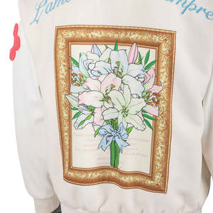 Chaqueta Universitaria Blanca para Hombre, Parche Verde JP, Bordado Floral, Estampado en la Espalda, Chaqueta Bomber Informal, Ropa de Calle, Prenda Exterior - Product Image 2