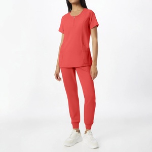 Dernier modèle de blouse pour femmes avec poche Ensemble d'uniformes hospitaliers avec poche à manches courtes Col en V Hauts d'infirmière Uniforme - Product Image 2