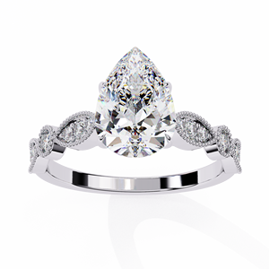<b>Vintage</b> 1.30 CTW Pear Lab Grown Diamond <b>Ring</b> with 10K / 14K / 18K <b>Gold</b> Options High Quality Luxury Wedding Engagement <b>Ring</b> - Product Image 3