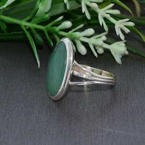 Aventurine verte naturelle pierre précieuse 925 argent Sterling fait à la main concepteur personnalisé bijoux fins bague éternité Vermeil en gros - Product Image 6