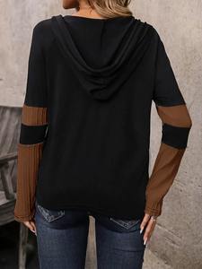 Loose Patchwork <b>Long</b> Sleeve <b>Hoodie</b> 2025 Spring Women <b>Long</b> - Product Image 3