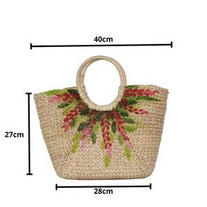 Sac fourre-tout en rotin d'été à la mode du Vietnam de haute qualité avec poignées d'anneau et motif pour la beauté et le cadeau des femmes - Product Image 2