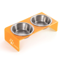 Station d'alimentation moderne pour animaux de compagnie, double bol en acier inoxydable, arrondi, portable, étanche, grande capacité 250 ml, pour chats, chiens et petits animaux