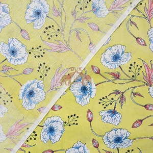 Tissu d'été en coton léger imprimé sur mesure respirant main bloc imprimé motif floral pour la décoration intérieure sacs pour garçons et filles - Product Image 4