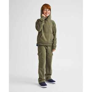 Premium Kids Outdoor Fleece Garment Dyed Loose <b>Cargo</b> <b>Pants</b> in <b>Green</b> - Product Image 2