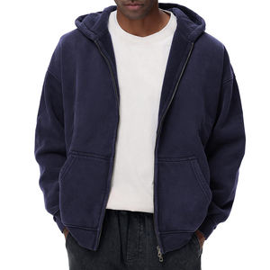 OEM ODM logotipo personalizado hombres cremallera ácido lavado Sudadera con capucha Vintage Streetwear 100% algodón invierno transpirable antiarrugas - Product Image 2