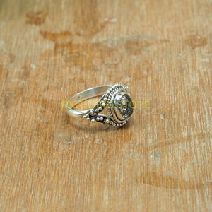 แหวนควอตซ์สีดำ 925 แหวนเงินสเตอร์ลิงออกแบบทำด้วยมือแหวนหมั้นงานแต่งงานสำหรับผู้หญิงของขวัญวันเกิดคริสต์มาส - Product Image 6