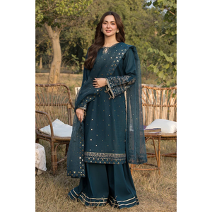 Ensemble chemise en mousseline de soie brodée printemps/été avec dupatta en organza et pantalon - BIC-4781 - Product Image 1