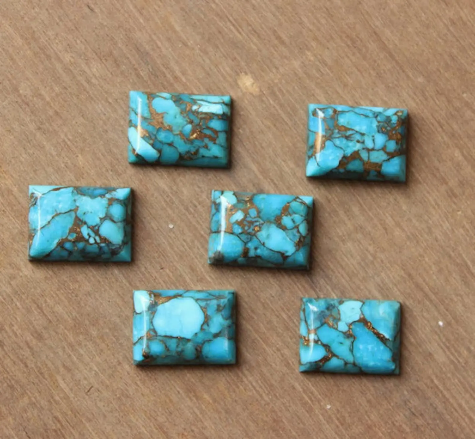 Натуральный синий медный Бирюзовый прямоугольный Гладкий кабошон, драгоценный камень для изготовления ювелирных изделий, высококачественный прямоугольный камень, свободные драгоценные камни