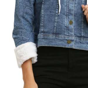 Veste en jean authentique respirante à col montant pour femme, style streetwear, design élégant, logo personnalisé, nouvelle mode, vente en gros - Product Image 3