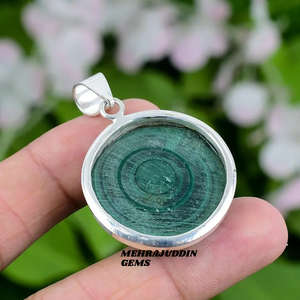 Colgante de piedras preciosas de malaquita Natural, collar de plata de ley 925, joyería de moda hecha a mano con sello 925 para regalo o fiesta - Product Image 3