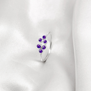 Wholesale 925 Sterling Silver Adjustable Band <b>Ring</b> Original Multi-Gemstone Tiny Quartz Amethyst Birthstone Jewelry for Women - Product Image 1