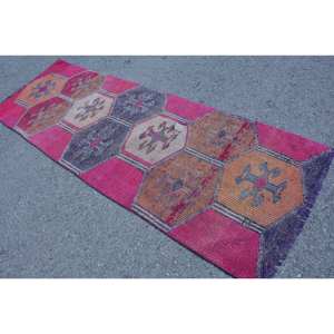 Alfombra turca roja Vintage rústica 3'1X9 'clásica área grande lana látex respaldo patrón abstracto pasillos rectángulos para habitación de adolescentes - Product Image 4