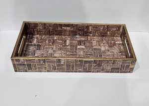 Designer Wooden <b>Tray</b> Collection with Enamel Print and Polished Gold Foil Surface Ideal for Stylish Tea and Coffee Serving - Product Image 2