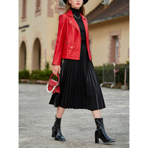 แจ็กเก็ตแฟชั่นหนังแท้สำหรับผู้หญิงแจ็กเก็ตมีปกแฟชั่นหนังเทียมดีไซน์ใหม่ - Product Image 3