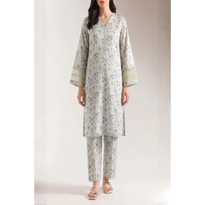 Ensemble 2 pièces en mousseline de soie imprimée numérique style décontracté de marque TC-1593 à manches trois-quarts pour printemps/été - Product Image 1