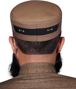 Gorra elegante Intikhab Kufi para hombre, logotipo personalizado, accesorio de poliéster alto, sombrero de oración islámico tradicional para otoño y primavera para - Product Image 4