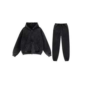 Unisex Casual Winter Running Wear Set Custom Color 100% Cotton Fleece Tracksuit Hooded Sweatshirt Jogger Pants Breathable - Product Image 6