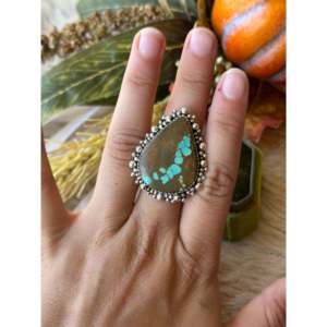 Southwest Handmade Turquoise & Sterling Silver Adjustable <b>Statement</b> <b>Ring</b> - Product Image 2