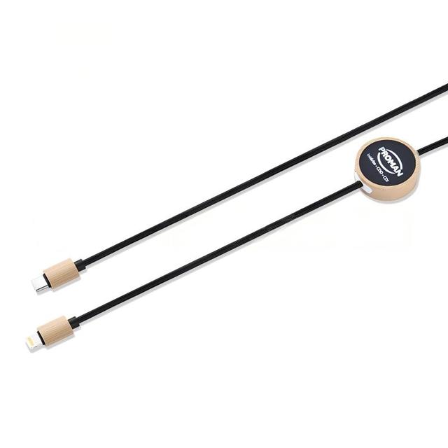 Nylon Braided 3-in-1 Black Electroplated 5A Fast Charging Pure Copper Long Cable Data Cable 66W PD27W LED Lighted for Computer