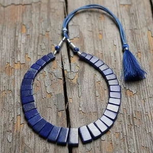 Collier de haute qualité fait à la main en pierre précieuse lapis-lazuli et pierre naturelle, collier druzy lapis-lazuli pour soirée, pierre précieuse bleue en vrac - Product Image 3