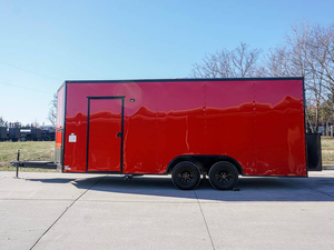 8.5 x 20 Red V-Nose mobile food truck with Blackout Trim Vending for sale - Product Image 4
