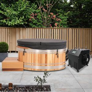 Bain froid ovale en bois de cèdre rouge pour 1 personne, intérieur/extérieur, avec refroidisseur Wifi - Product Image 2