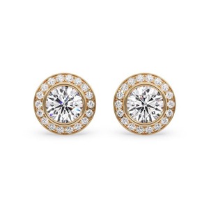 Pendientes Halo con Corte Redondo y Diamantes Cultivados en Laboratorio de 0.60 Ct en Platino para Ocasiones Especiales y Fiestas - Product Image 1