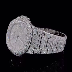 Último diseño Hip Hop Reloj mecánico Totalmente helado Vvs Moissanite Diamante Movimiento automático Relojes de esfera redondeada - Product Image 2