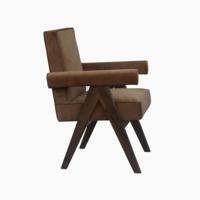 Chaise de salle à manger de luxe moderne avec structure en teck massif et revêtement en velours couleur marron foncé - Empilable pour usage intérieur dans les hôtels et parcs