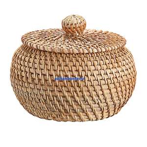 Cesta de Almacenamiento Apilable de Mimbre de Primera Calidad, Tejida con Yute, Biodegradable, con Aspecto de Ratán, Redonda - Product Image 2