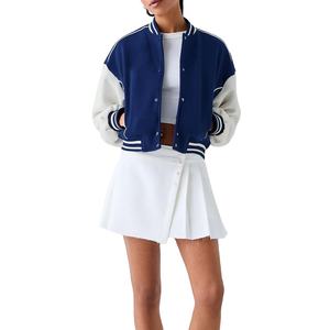 Chaqueta Universitaria Corta de Invierno con Mangas Largas Premium, Diseño Sólido, Chaqueta Universitaria Informal para Mujer, Ropa de Calle - Product Image 2