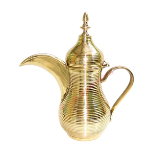 Tetera de café hecha a mano de alta calidad, recipiente de té con acabado dorado elegante, de latón antiguo, café árabe - Product Image 2