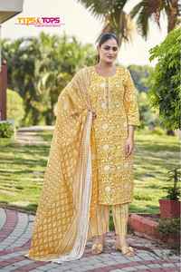 Colección de verano India y paquistaní para mujer, Kurta estampado de algodón con Pantalón de algodón estampado y Mul algodón Dupatta hecho a mano indio - Product Image 4