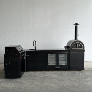 Lavello nero a forma di L per <span class=keywords><strong>cucina</strong></span> all'aperto frigo a carbone forno per la <span class=keywords><strong>Pizza</strong></span> barbecue Grill da giardino <span class=keywords><strong>cucina</strong></span> frigo - Product Image 2