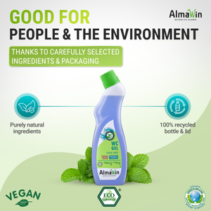 Detergente Vegano Orgánico AlmaWin Brand Export WC Aqua Marine Gel Fresh Mint 750ml Contra el Cal y las Incrustaciones de Orina para Inodoros y Urinarios - Product Image 3