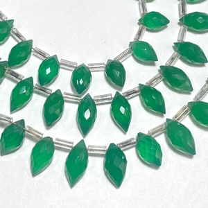 Cuentas Briolette con forma de marquesa gorda facetada de ónix verde, piedras preciosas naturales para suministros de cuentas - Product Image 3