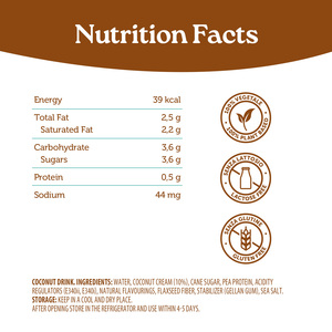 Boisson à base de noix de coco OraSi Barista pour professionnels, 1 litre, 12 unités, durée de conservation de 420 jours - Product Image 2